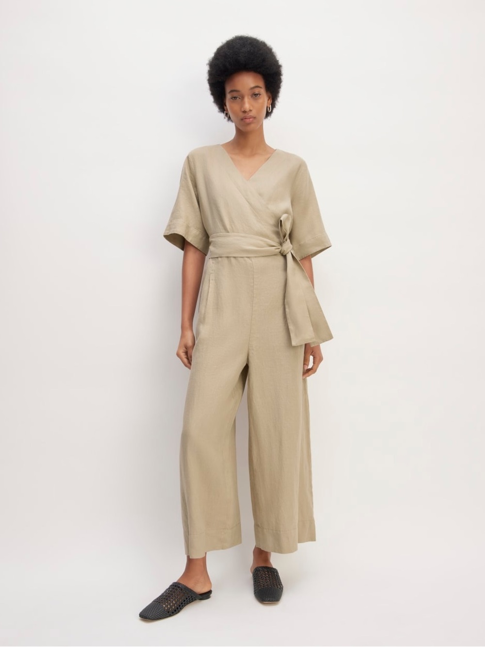Everlane Beige Wrap Jumpsuit